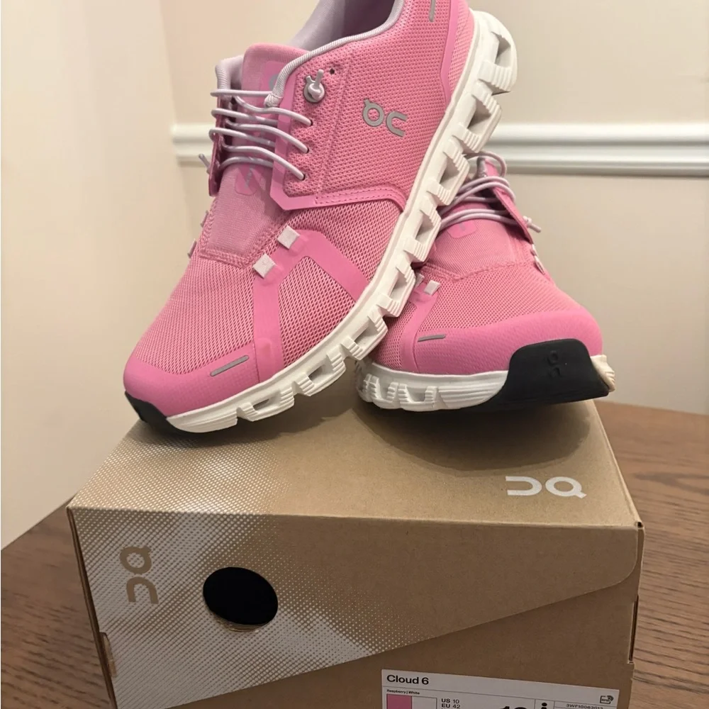 ON Women's Cloud 6 Pink (Raspberry) Athletic Shoes - Picture 1 of 6